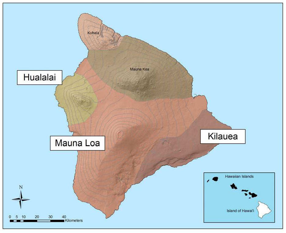 Hawaiʻi Island mauna map